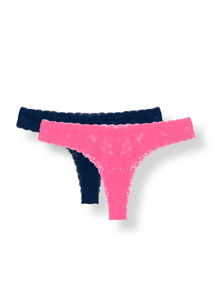 2-PAKKAUS PITSISET STRINGIT, SININEN/PINKKI