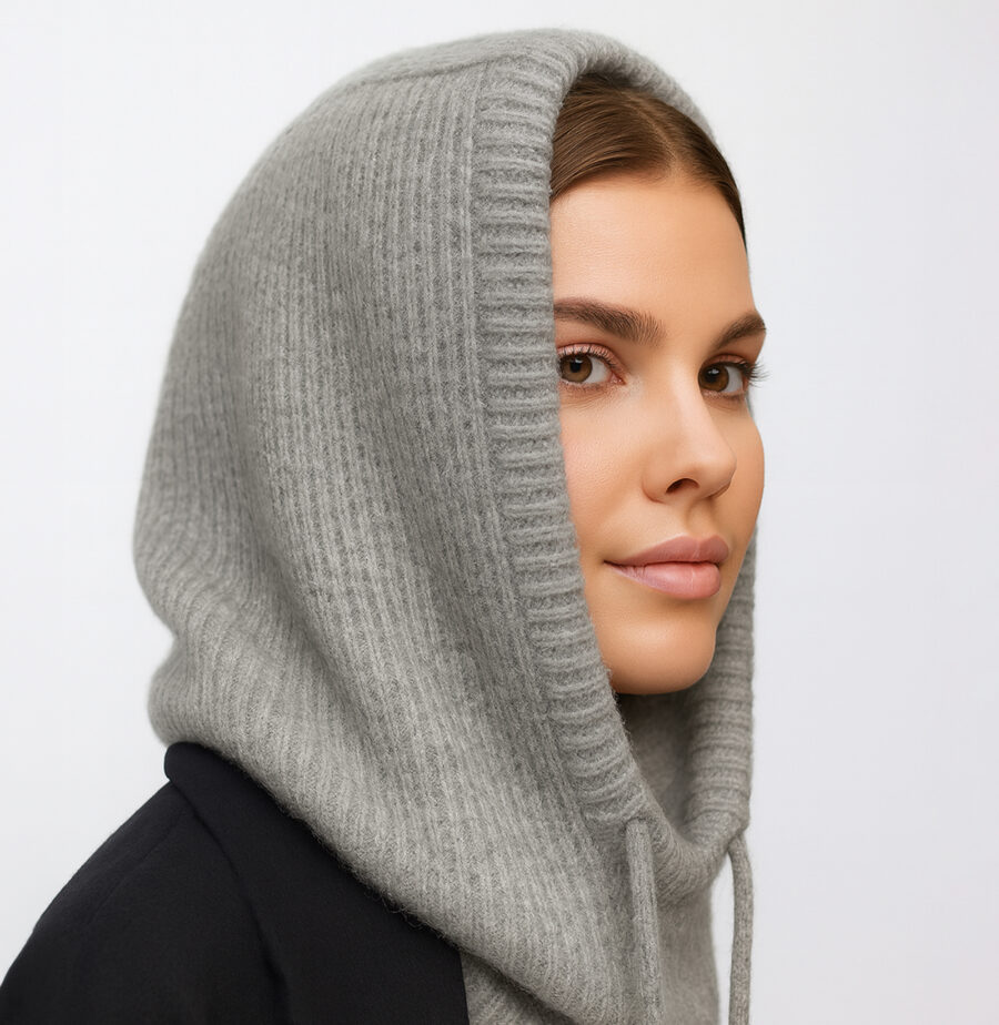 Chunky Naisten Balaklava Meleerattu Vaaleanharmaa